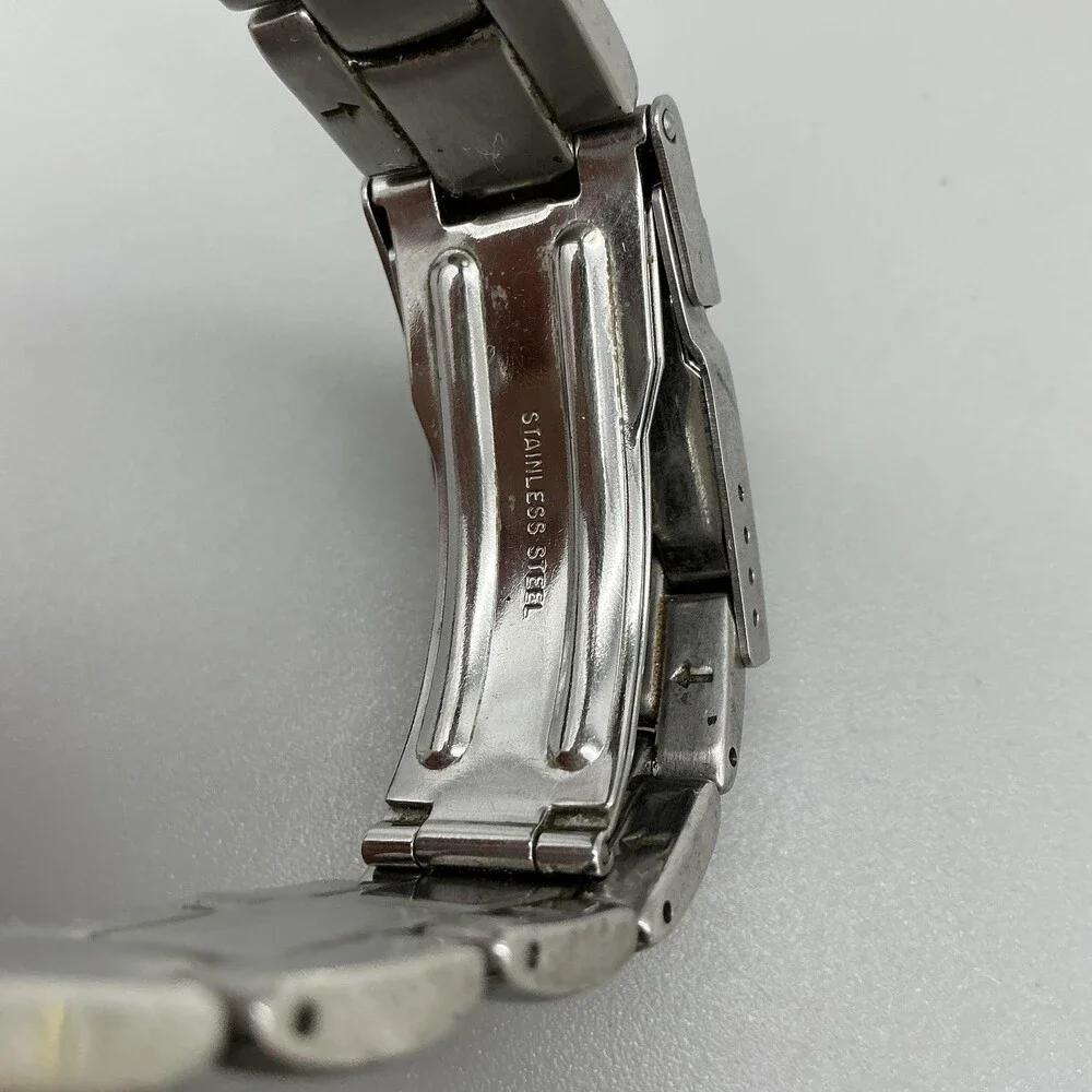 Bulova Marine Star 100m Mens Watch 37mm Gray Dial Two Tone Date For Parts 7.25